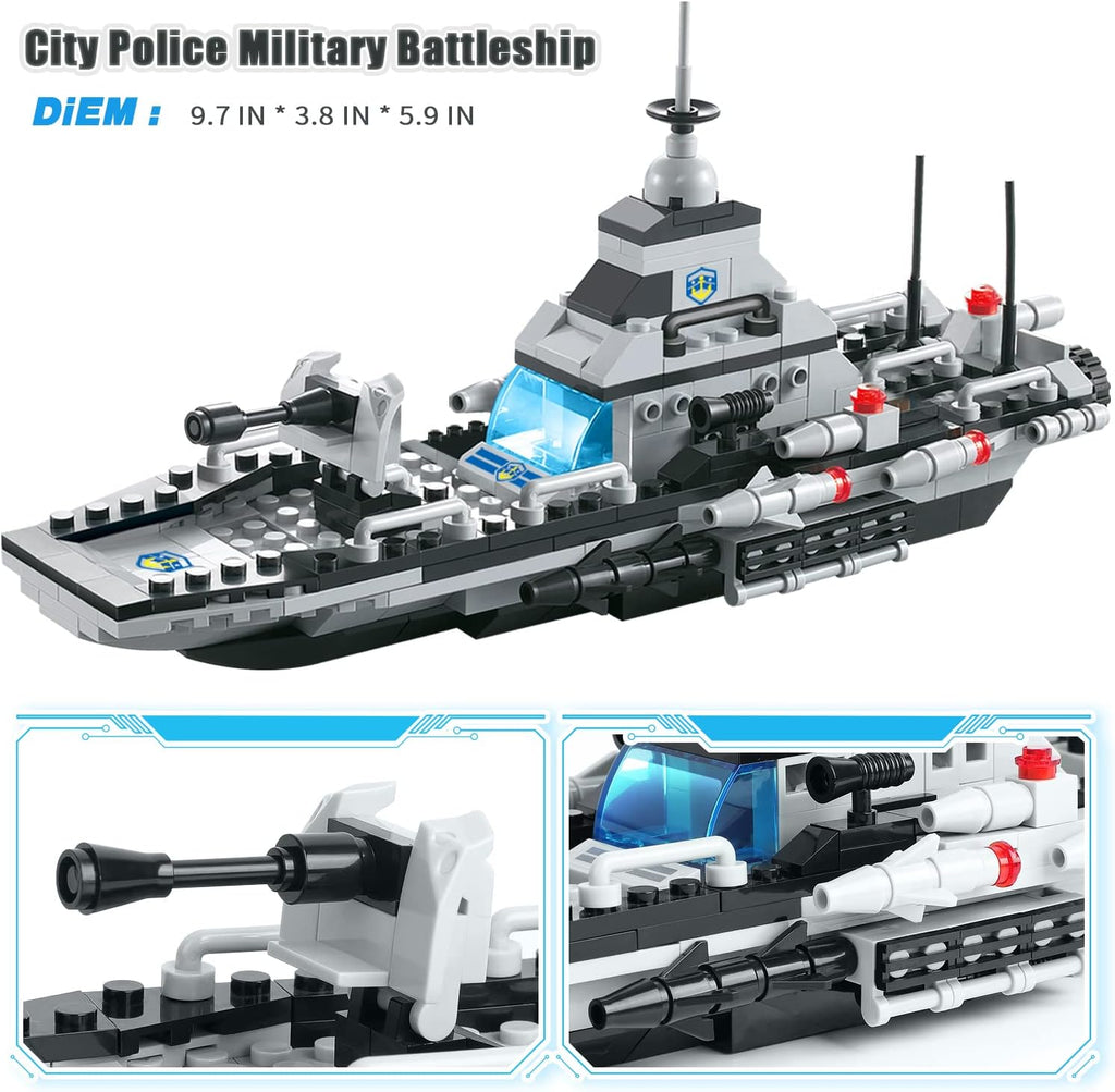 796 Pieces City Police Military Battleship Building Blocks Set D105407