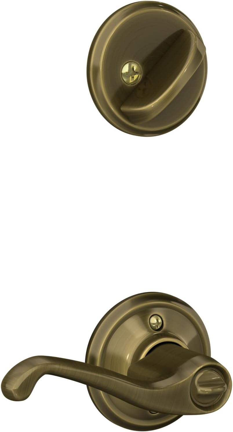 Antique Brass Single Cylinder Deadbolt and Keyed Entry Lever H873