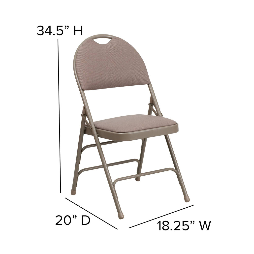 Beige Fabric Metal Folding Chair X556139