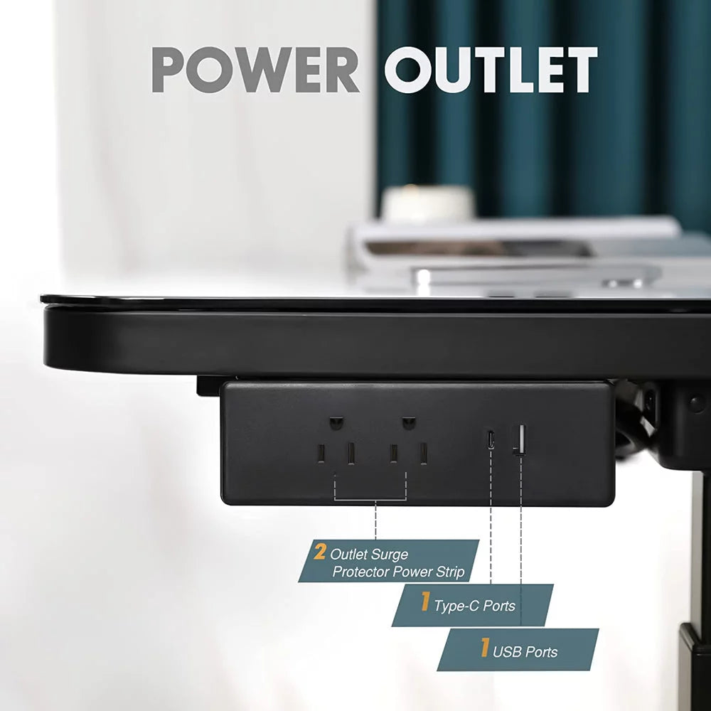 Black Glass Tabletop Standing Desk G81878