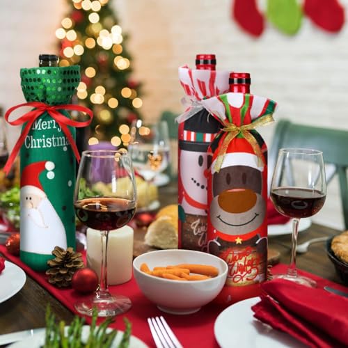12 Pieces Christmas Wine Bottle Bags F458