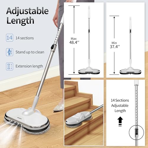 Cordless Electric Spin Mop with Water Sprayer and LED Headlight K54863