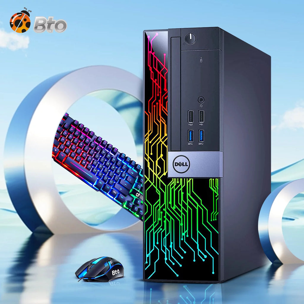 Restored Dell OptiPlex Desktop Computer PC with RGB lights, Intel i5 Quad-Core 6th Gen. Processor, 8GB Ram, 256GB SSD, 22 inch Monitor, BTO RGB Gaming Keyboard & Mouse, WiFi, Windows 10 Pro (Renewed) H255623