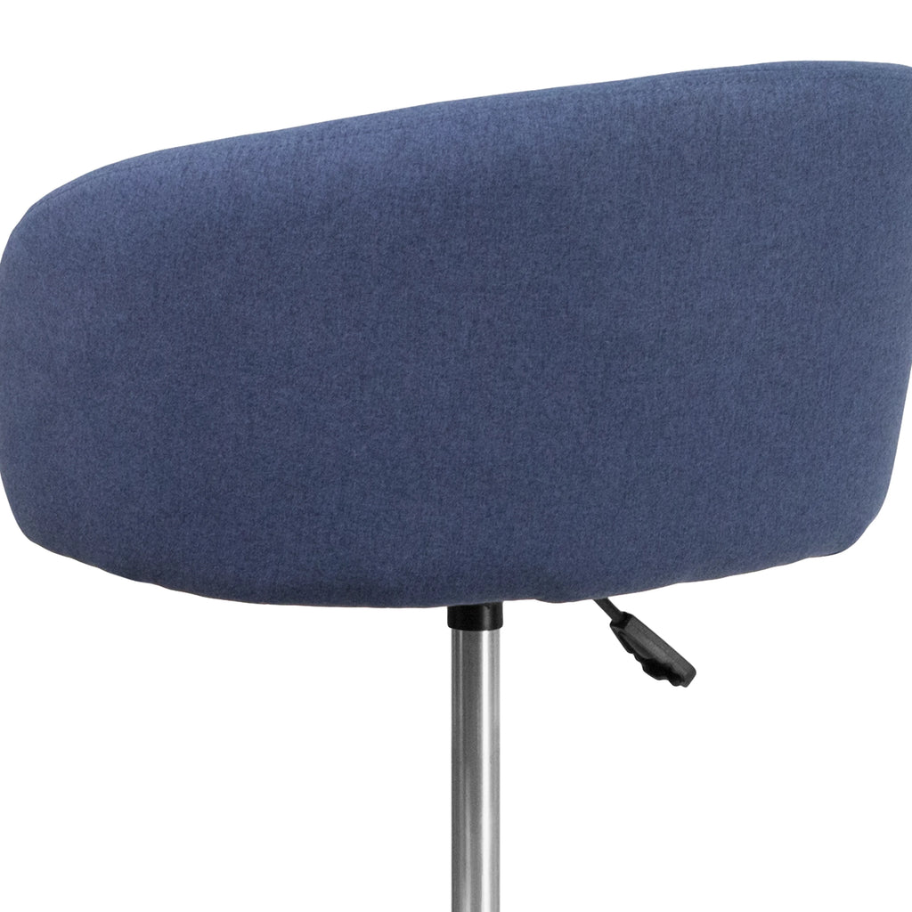 Blue Fabric Adjustable Height Barstool with Barrel Back and Chrome Base J446333