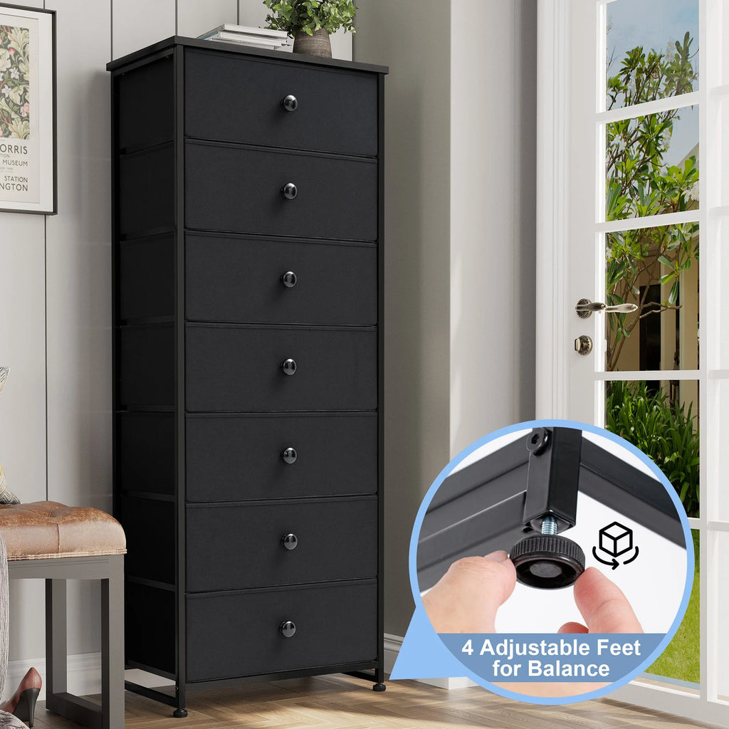 Black 7 Drawers Vertical Dresser Storage Tower M4707