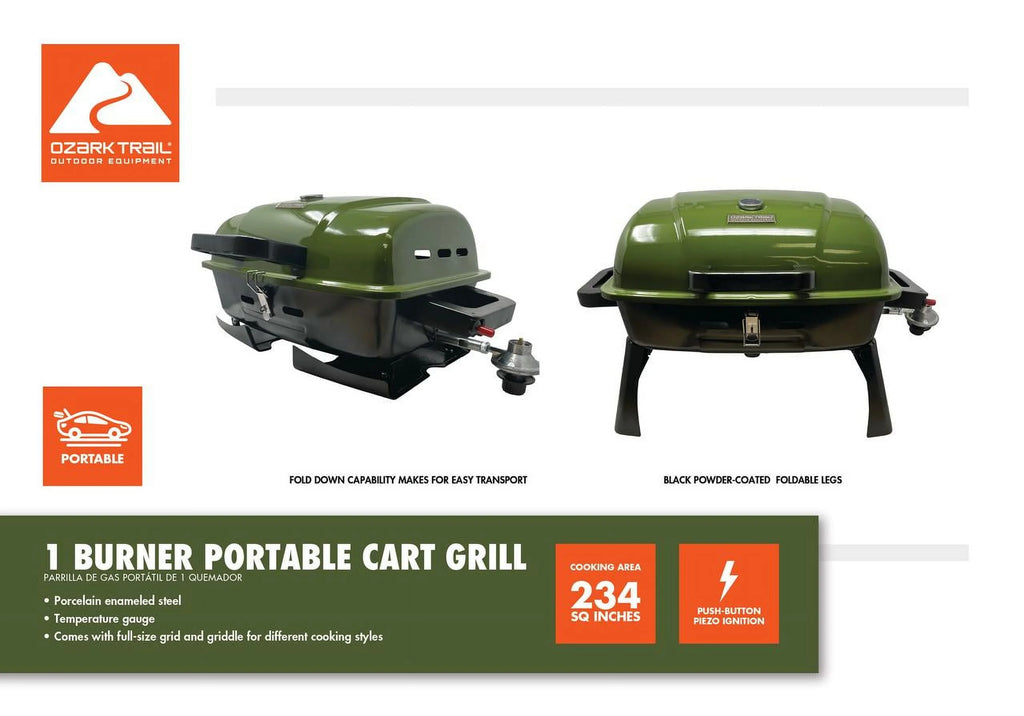 Portable 1 Burner Propane Grill with Interchangeable Griddle Plate Q776790