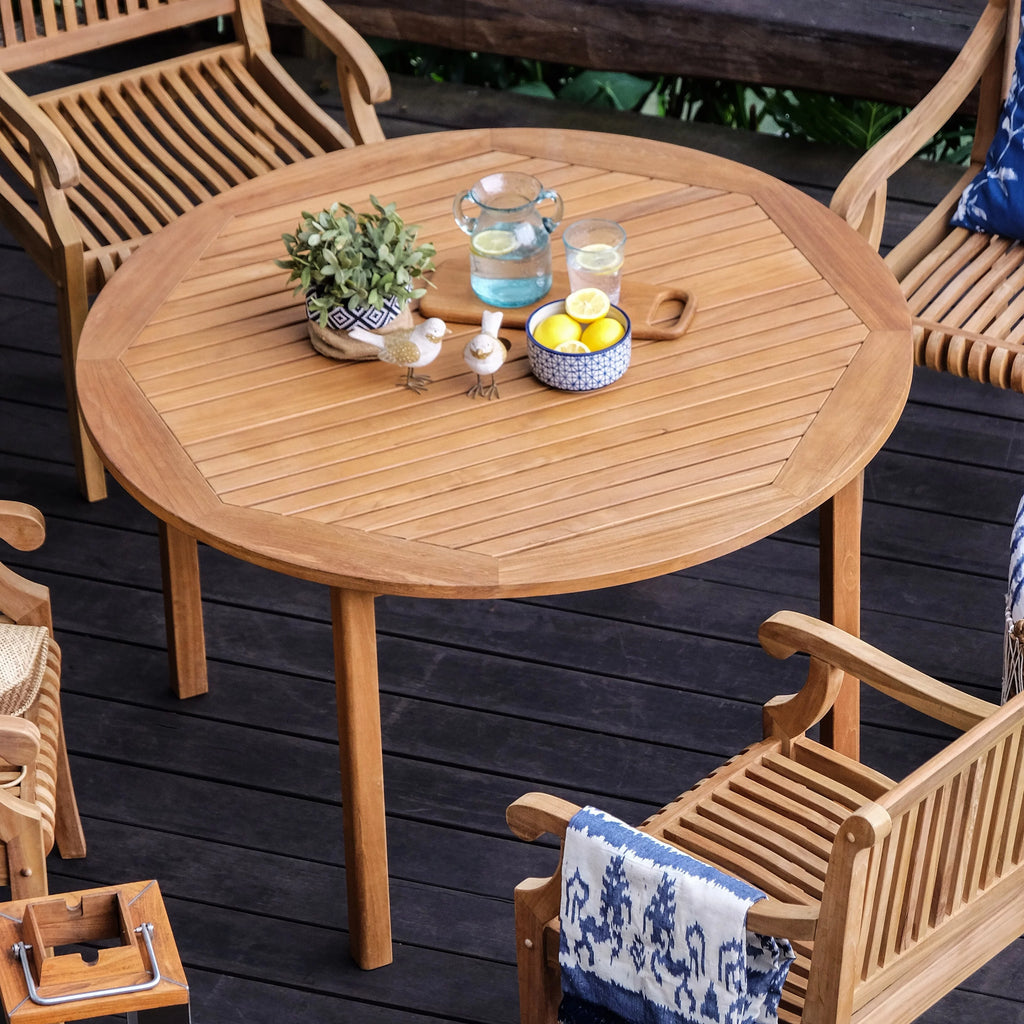 5-piece Teak Patio Dining Set with Cushion P4001