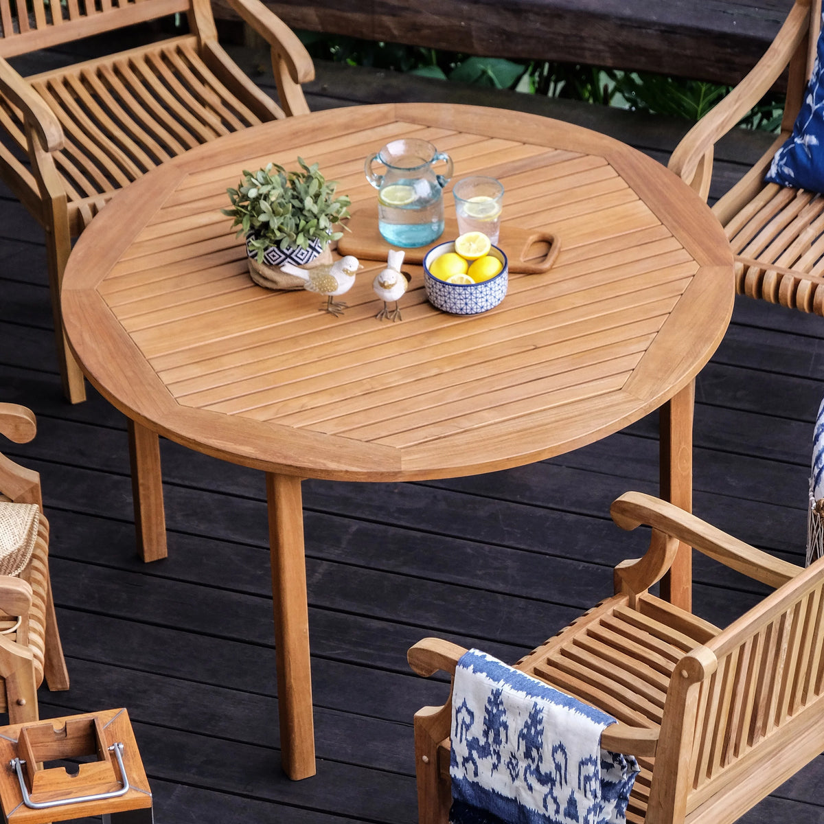 5-piece Teak Patio Dining Set with Cushion P4001
