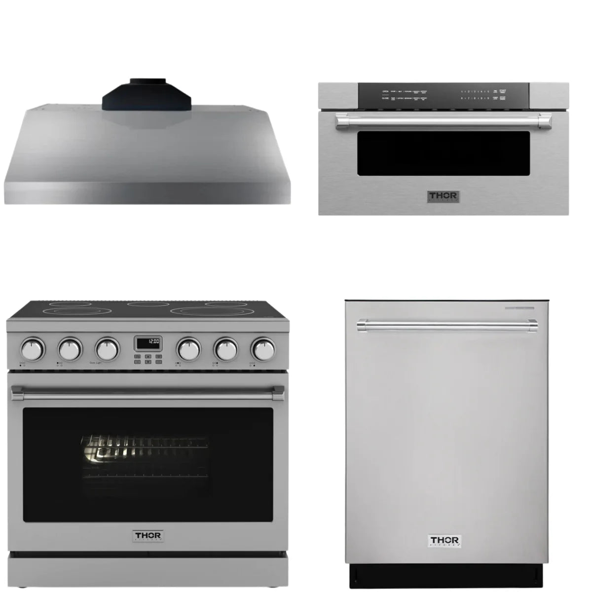 36 Electric Range, Range Hood, Dishwasher and Microwave J801201