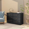 Black 6 Drawer Dresser with Doors Q44206