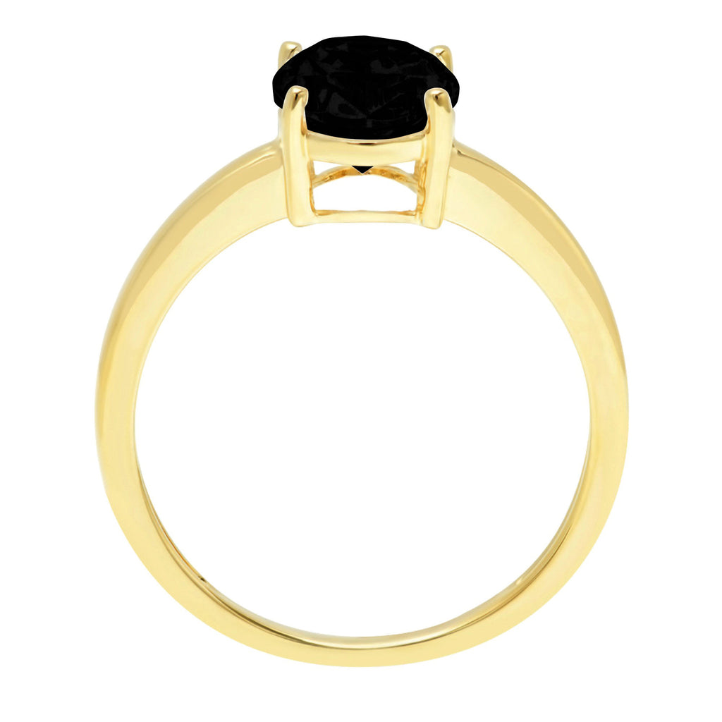 2.5ct Oval Cut Black Onyx 14k Yellow Gold Ring R872825