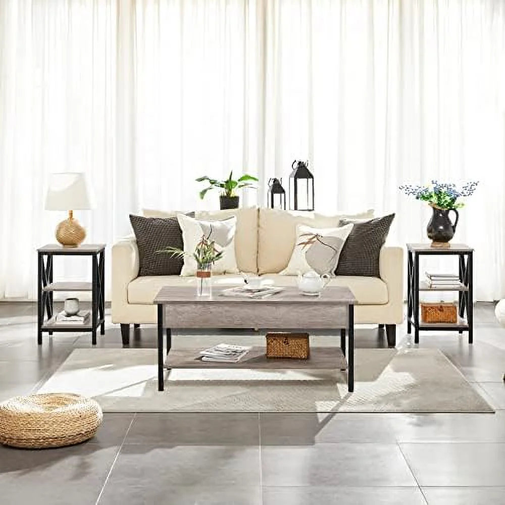 Lift Top Coffee Table Set of 3 with Hidden Compartments N8347