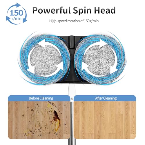 Cordless Electric Spin Mop with Water Sprayer and LED Headlight K54863