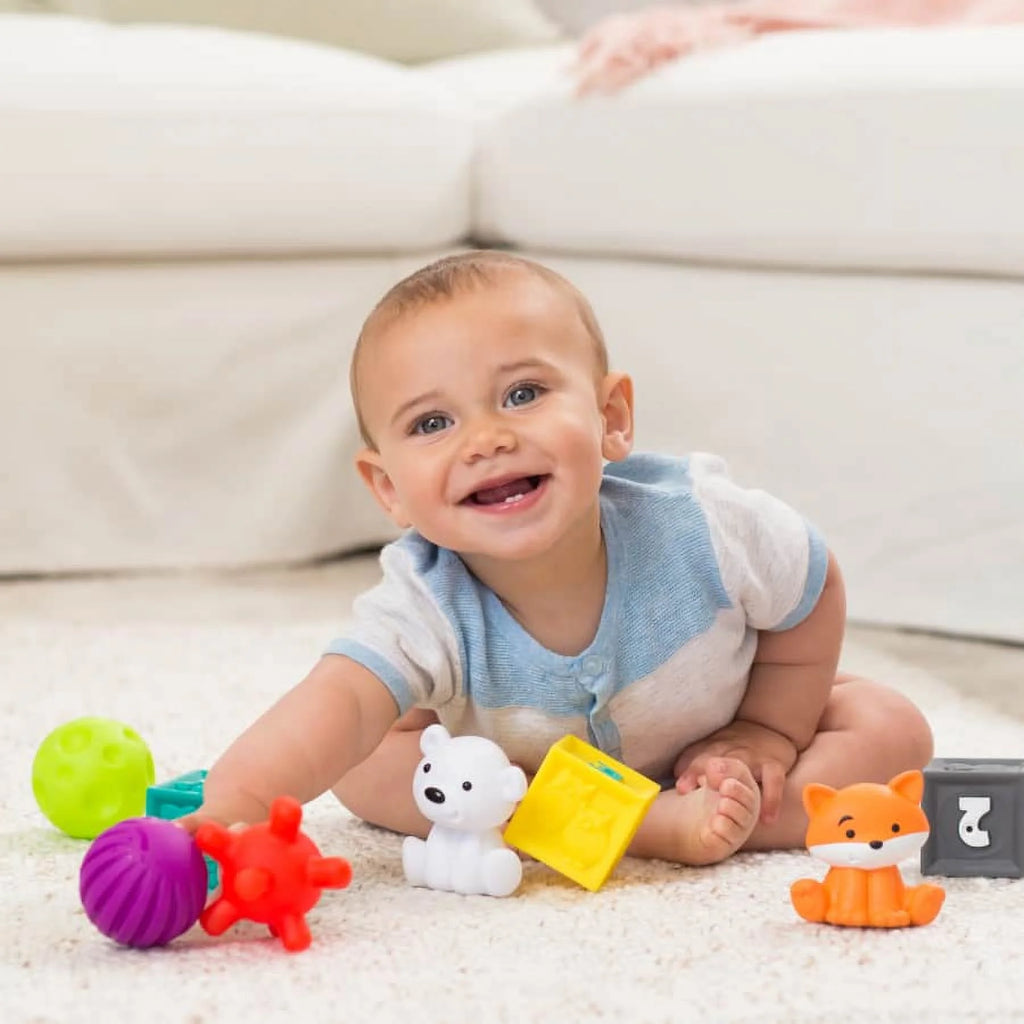 9-Piece Multicolor Textured Balls, Blocks and Characters Set F313