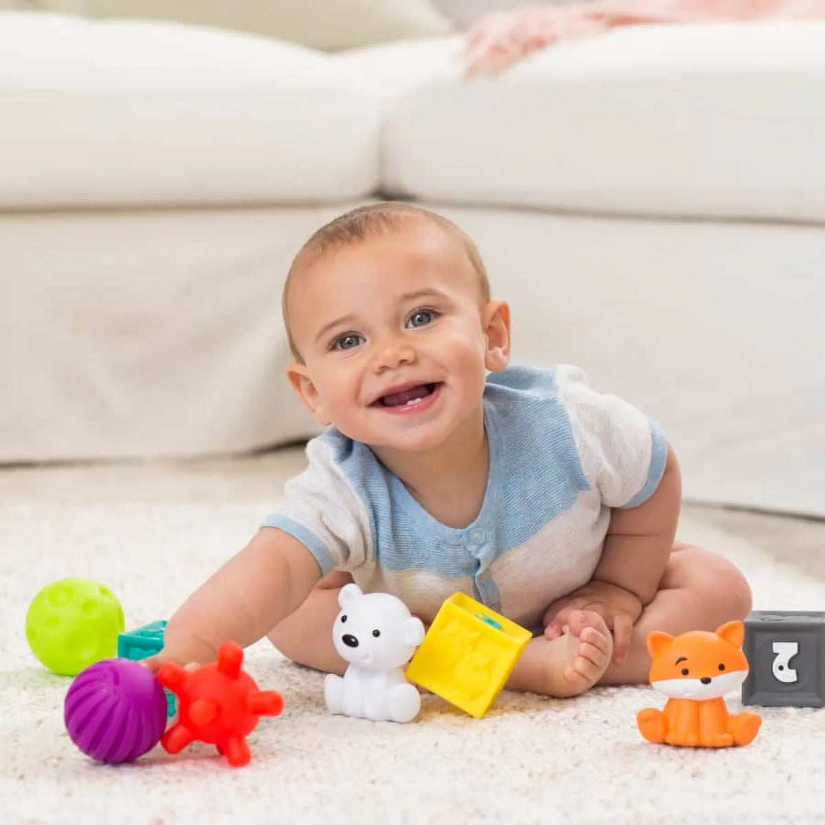 9-Piece Multicolor Textured Balls, Blocks and Characters Set F313