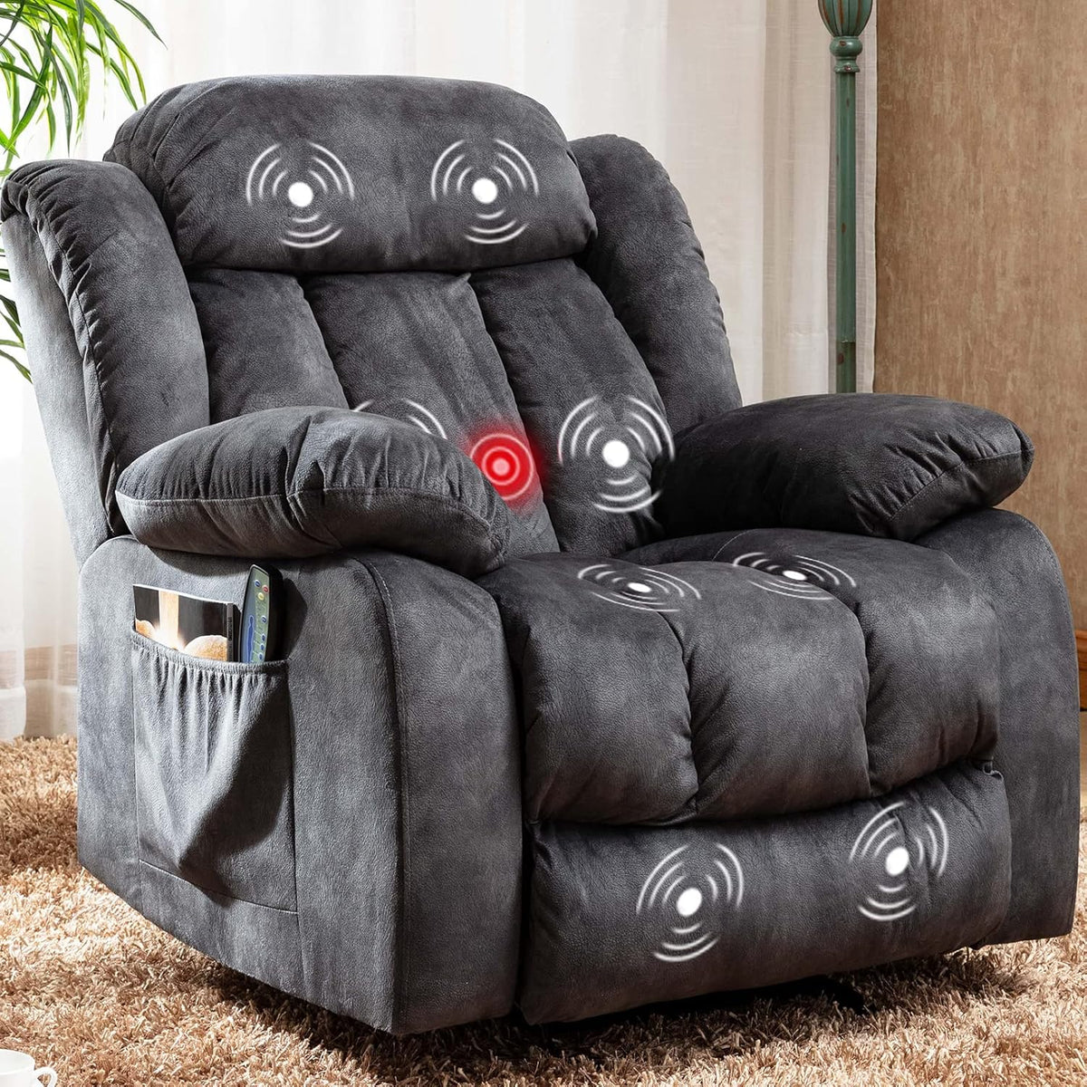 Brown Fabric Manual Rocker Recliner Single Sofa K181198