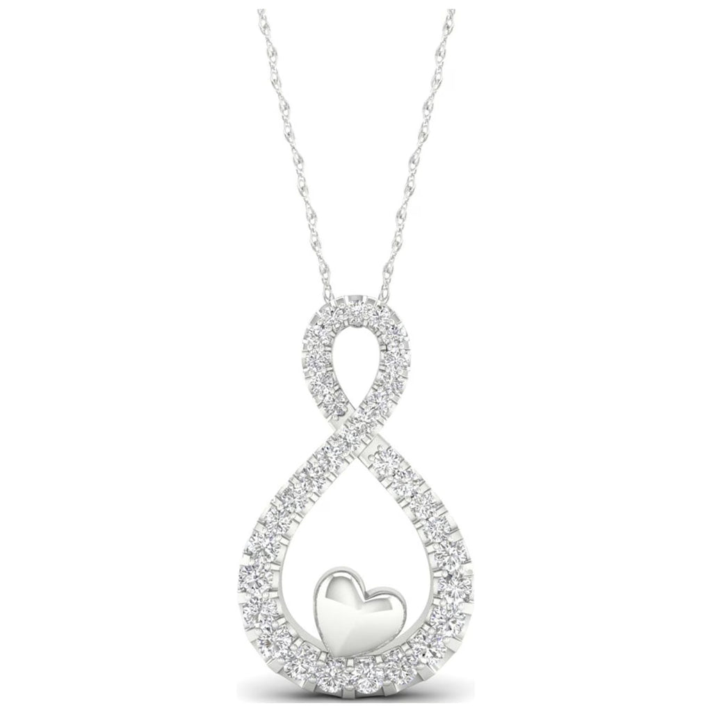 1/6Ct TDW Diamond 10K White Gold Infinity Heart Necklace G12786