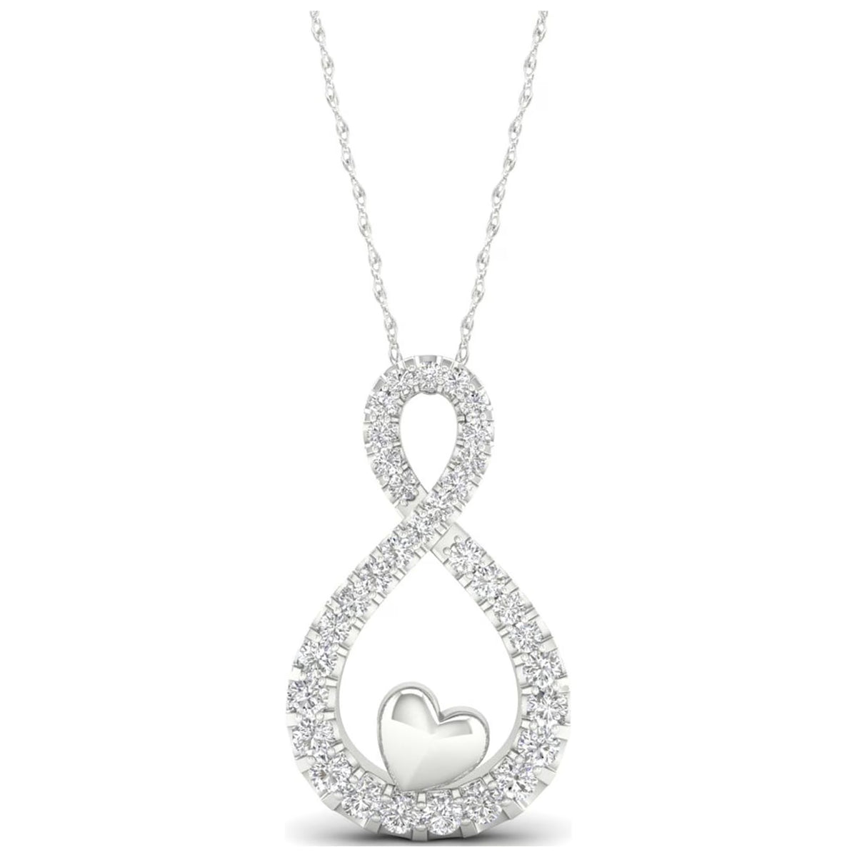 1/6Ct TDW Diamond 10K White Gold Infinity Heart Necklace G12786