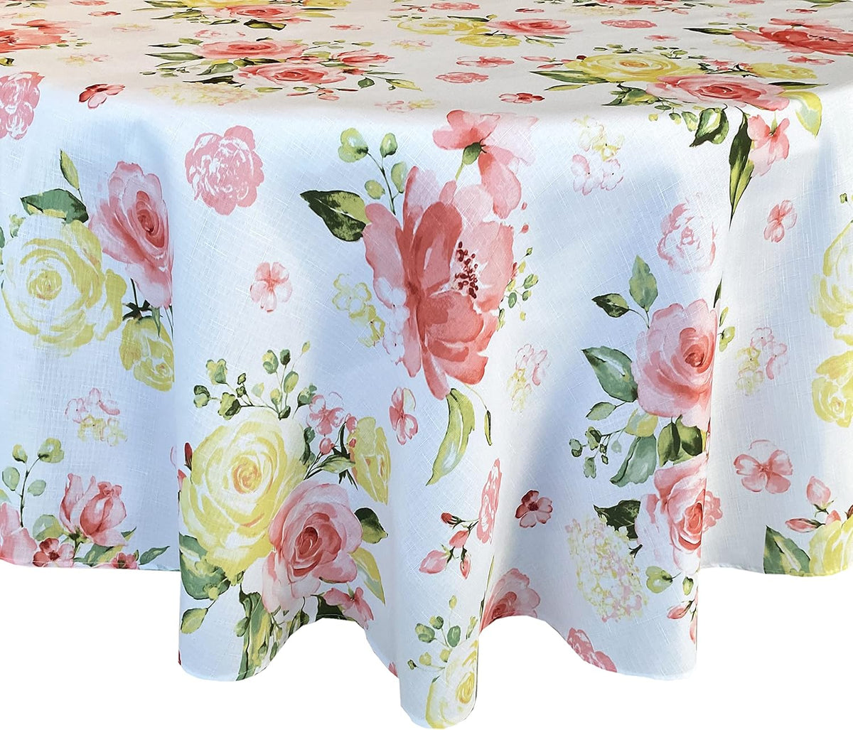 Rose Print Fabric Tablecloth, 70” Round B751