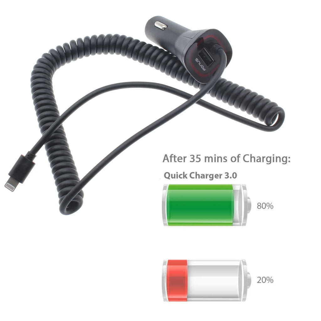 Car Charger with USB Port DC Socket Coiled A2X M7219