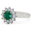 14K White Gold Floral Halo Diamond Engagement Ring I943