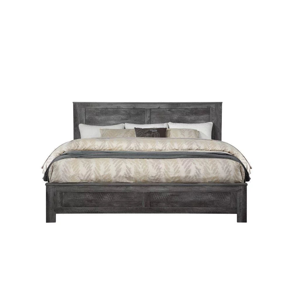 Rustic Gray Oak Eastern King Bed 6PCS Set Q1912