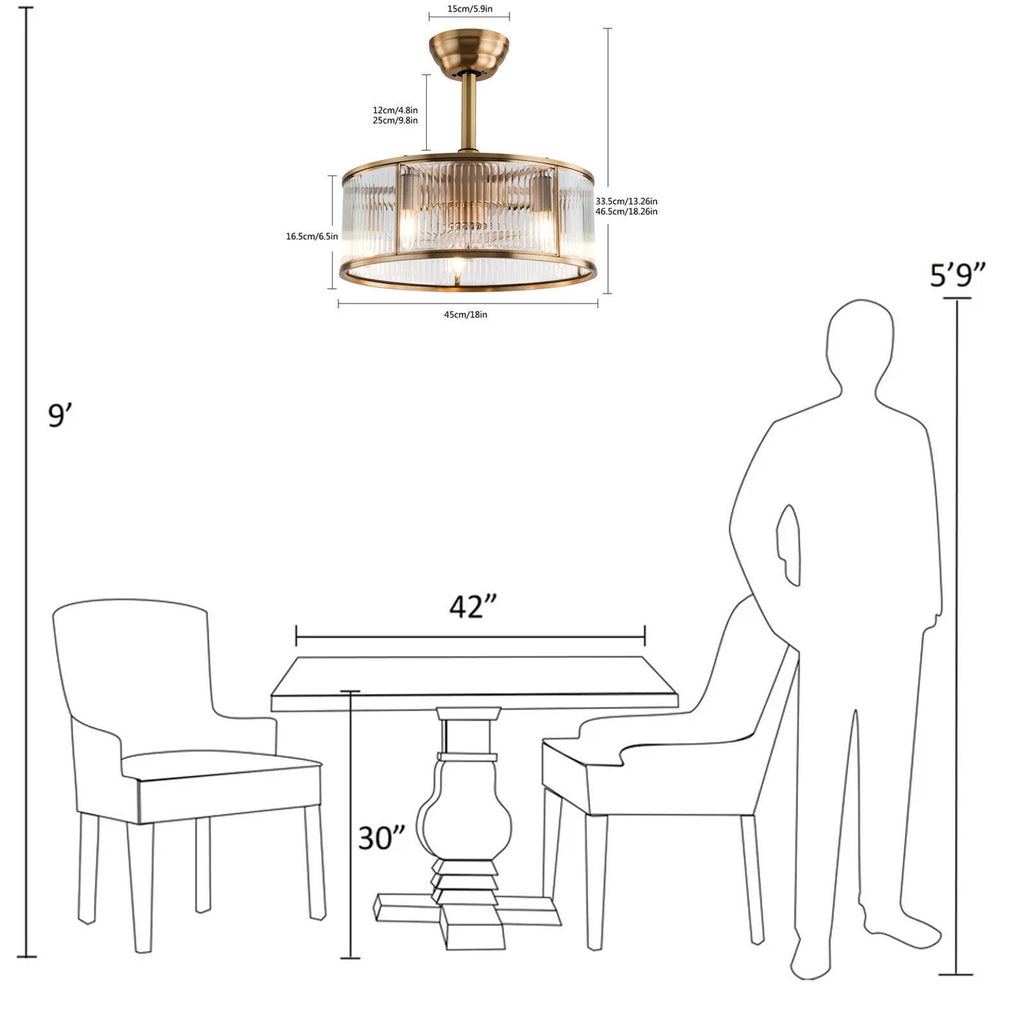 Caged Ceiling Fan Light with Remote X862