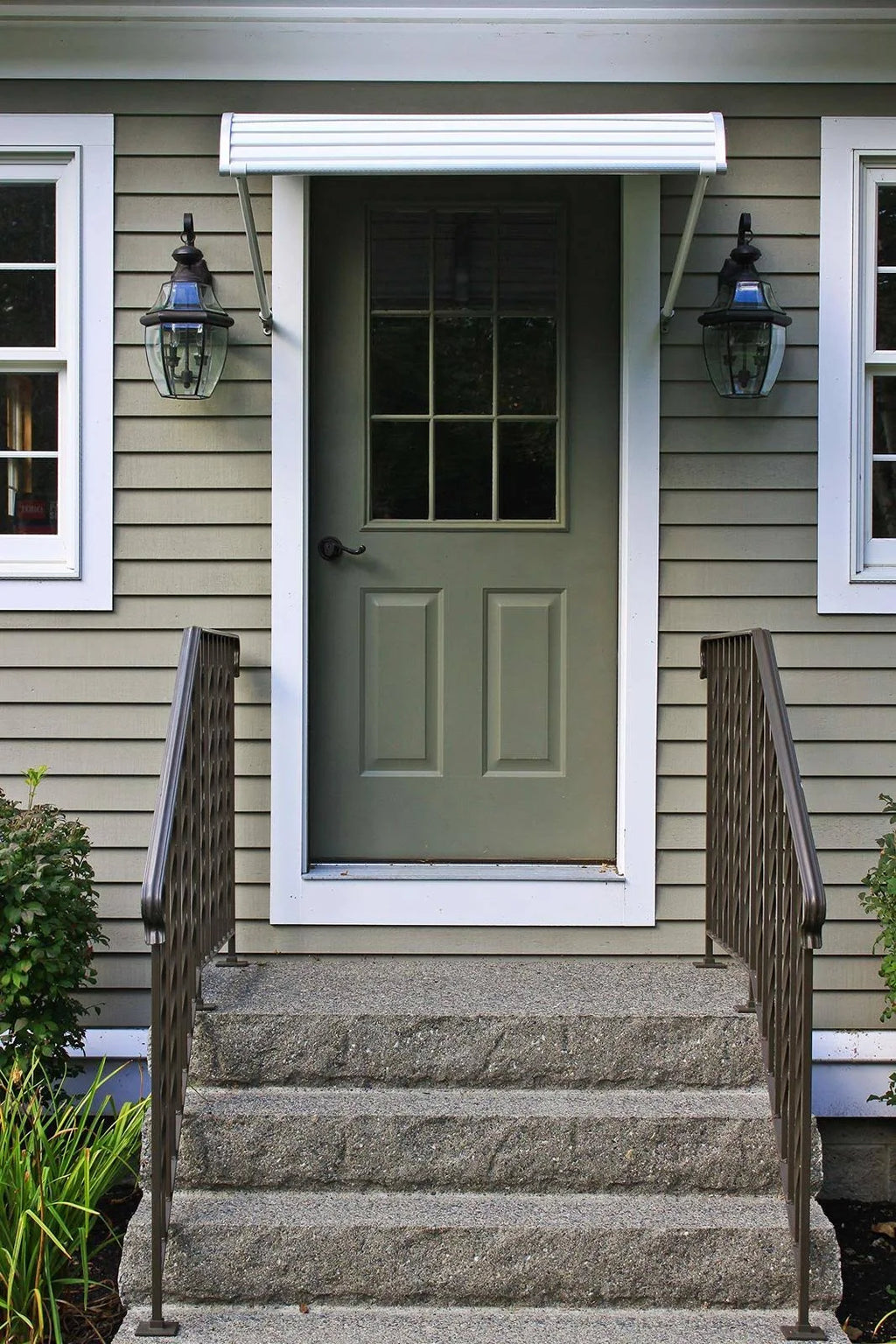 White Aluminum Door Canopy with Support Arms K9771