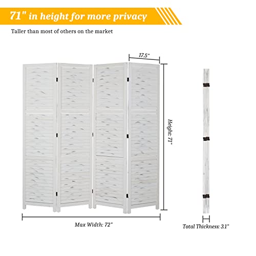 Wood Room Divider Privacy Screen, 5.9 Ft Tall Folding Partition, 6 Panel R883477