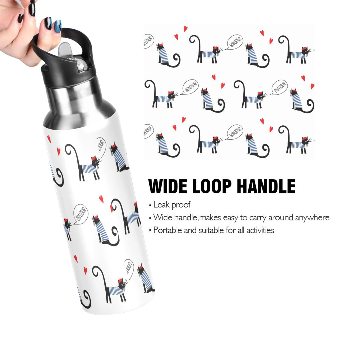 Stainless Steel Insulated Water Bottle with Straw Lid I15533