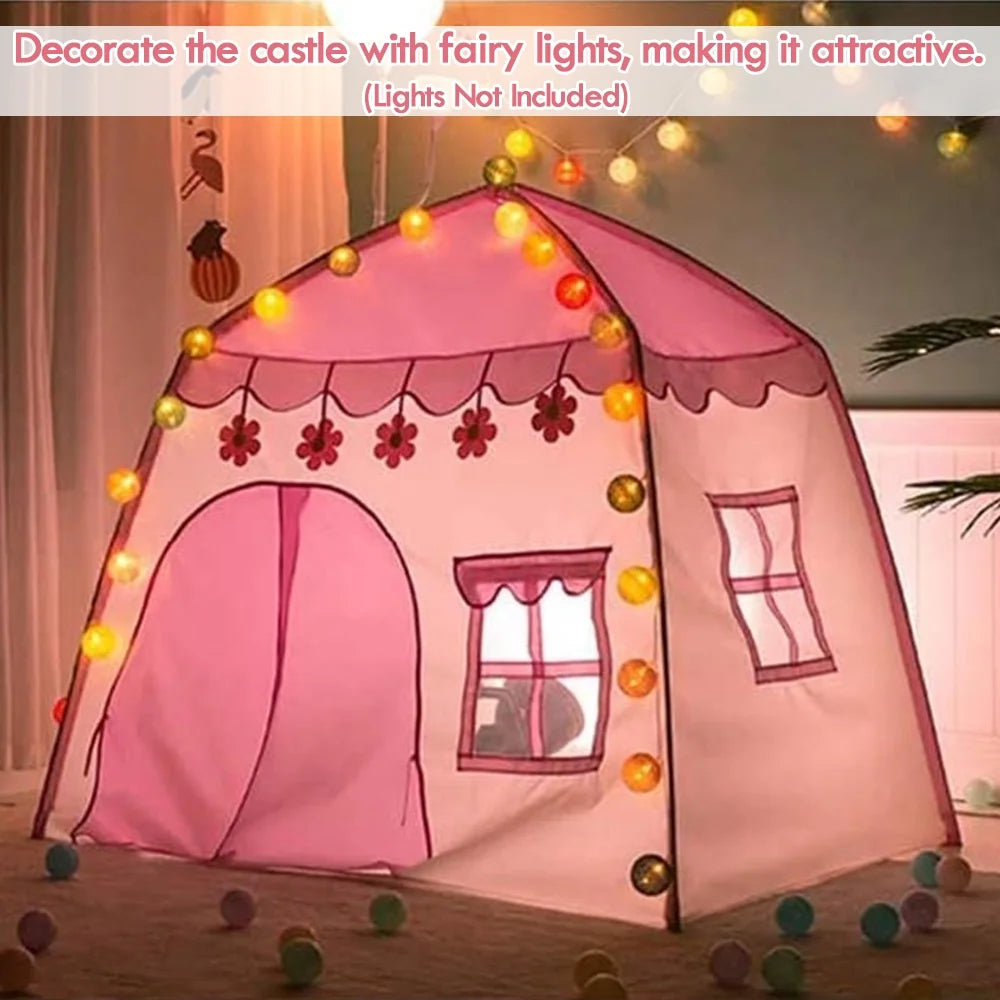 Pink Castle Kids Play Tent with Carry Bag L29559