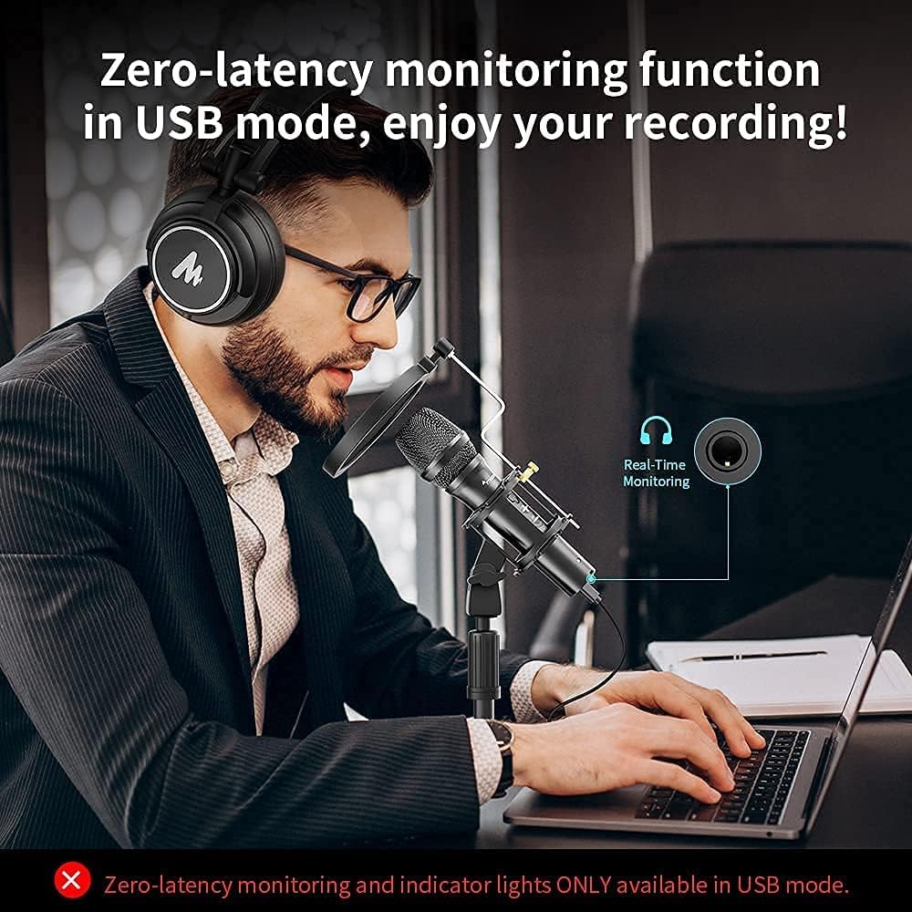 USB/XLR Dynamic Instrument Microphone with Volume Control, Shock Mount and Pop Filter L7226