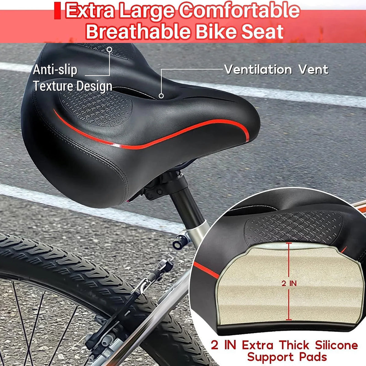 Widen Bike Seat Saddle with Absorbing Ball V4232