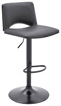 Gray Faux Leather and Black Metal Adjustable Swivel Bar Stool L61788