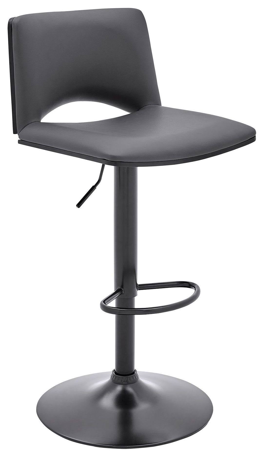 Gray Faux Leather and Black Metal Adjustable Swivel Bar Stool L61788