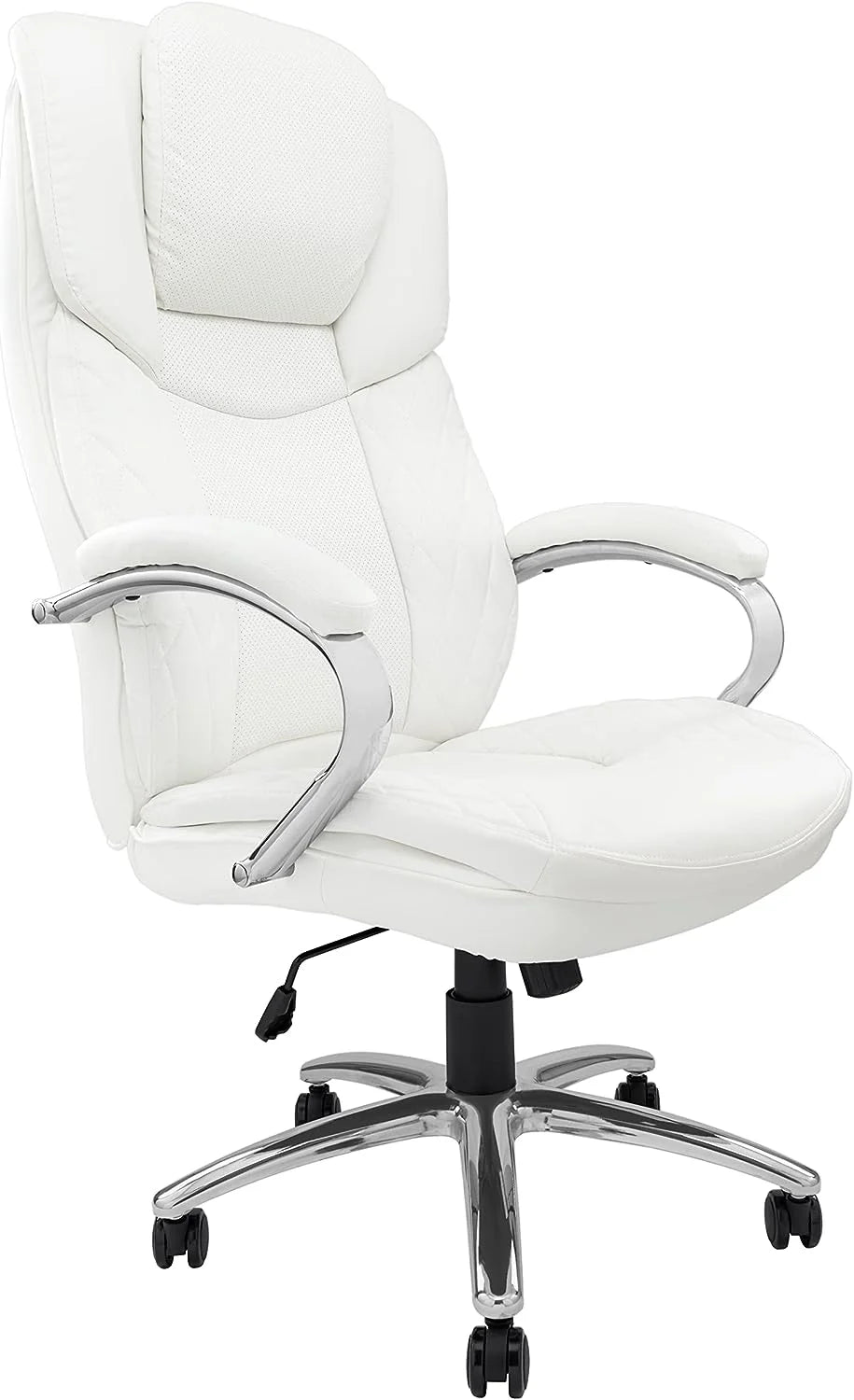 White Leather Executive Office Chair with Wheels G24357