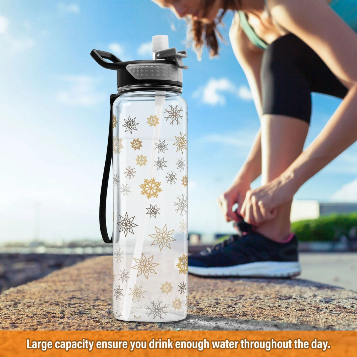 Clear 32oz Tritan Water Bottle with Straw B49607