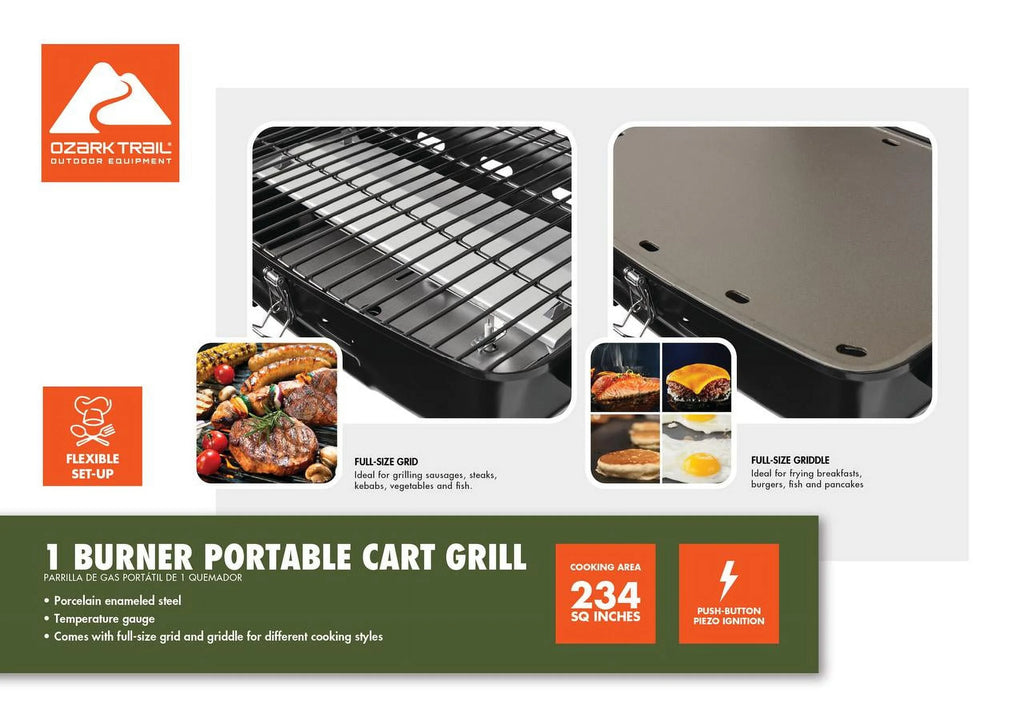 Portable 1 Burner Propane Grill with Interchangeable Griddle Plate Q776790