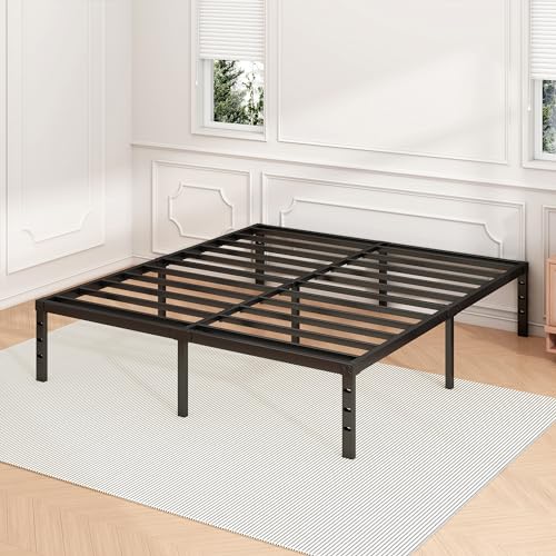 18 Inch Black Metal Platform Full Bed Frame E436972