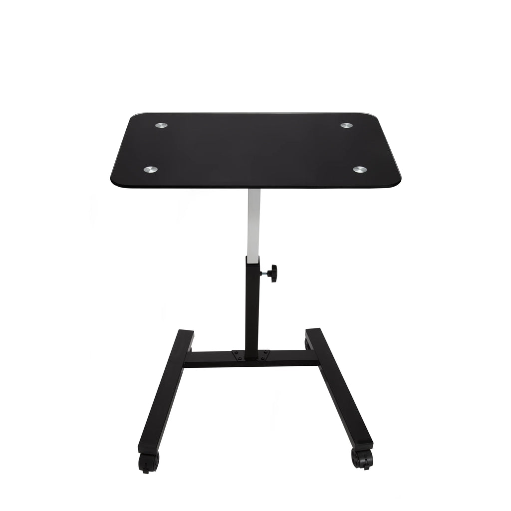 Black Tempered Glass Height Adjustable Mobile Laptop Desk Cart C490323
