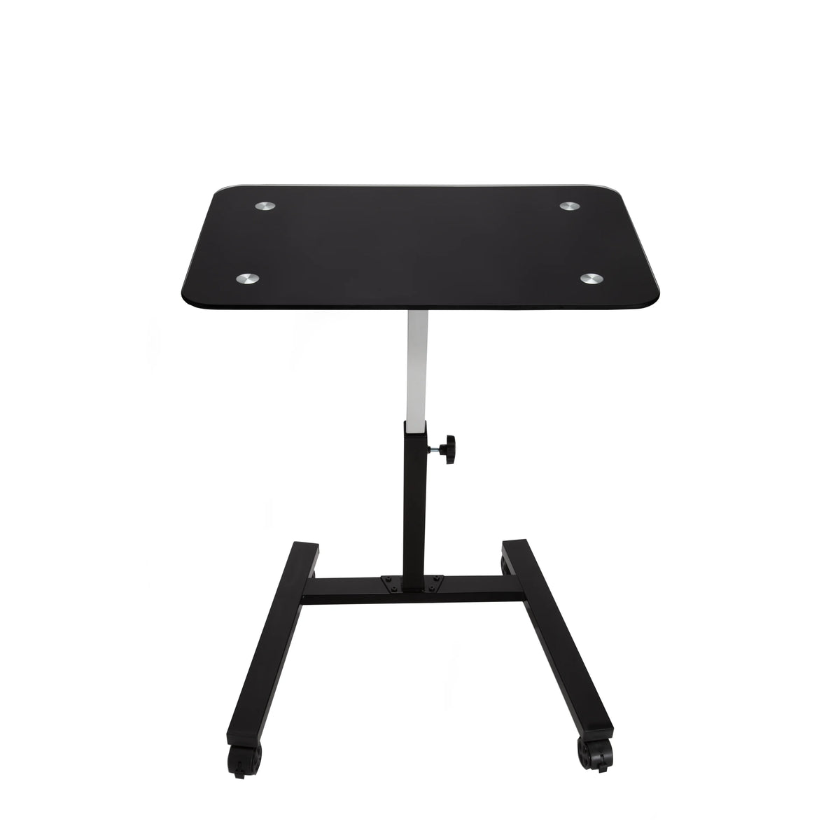 Black Tempered Glass Height Adjustable Mobile Laptop Desk Cart C490323