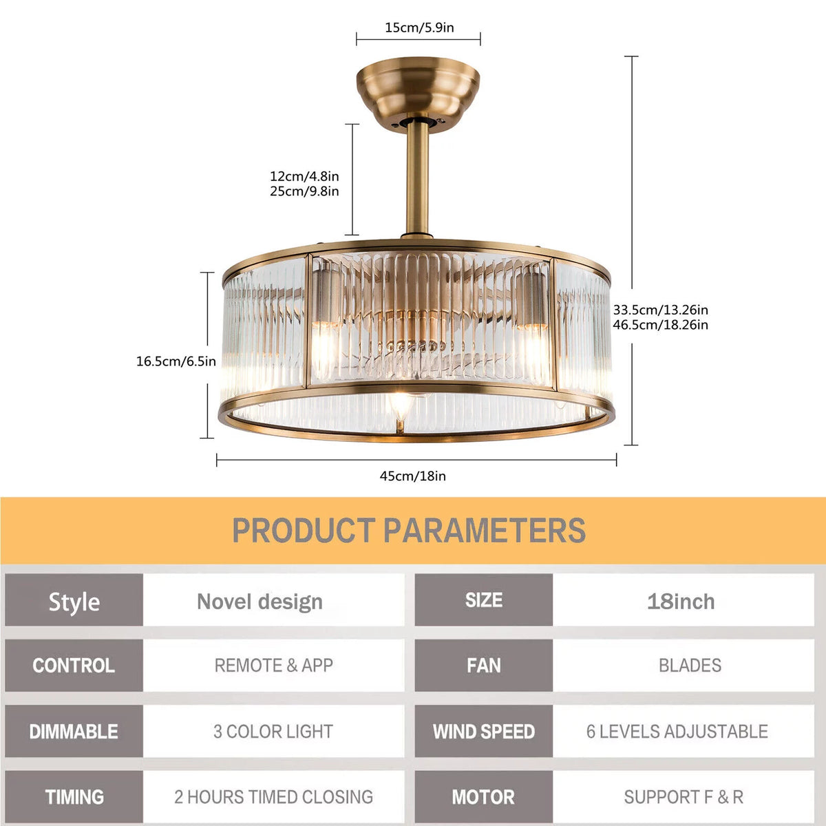 Caged Ceiling Fan Light with Remote X862