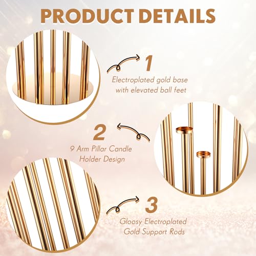Gold 2 Pcs Metal Floor Candle Holder R9198