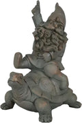 Mr Gnome Sitting On Wild Rodeo Giant Tortoise Figurine P720