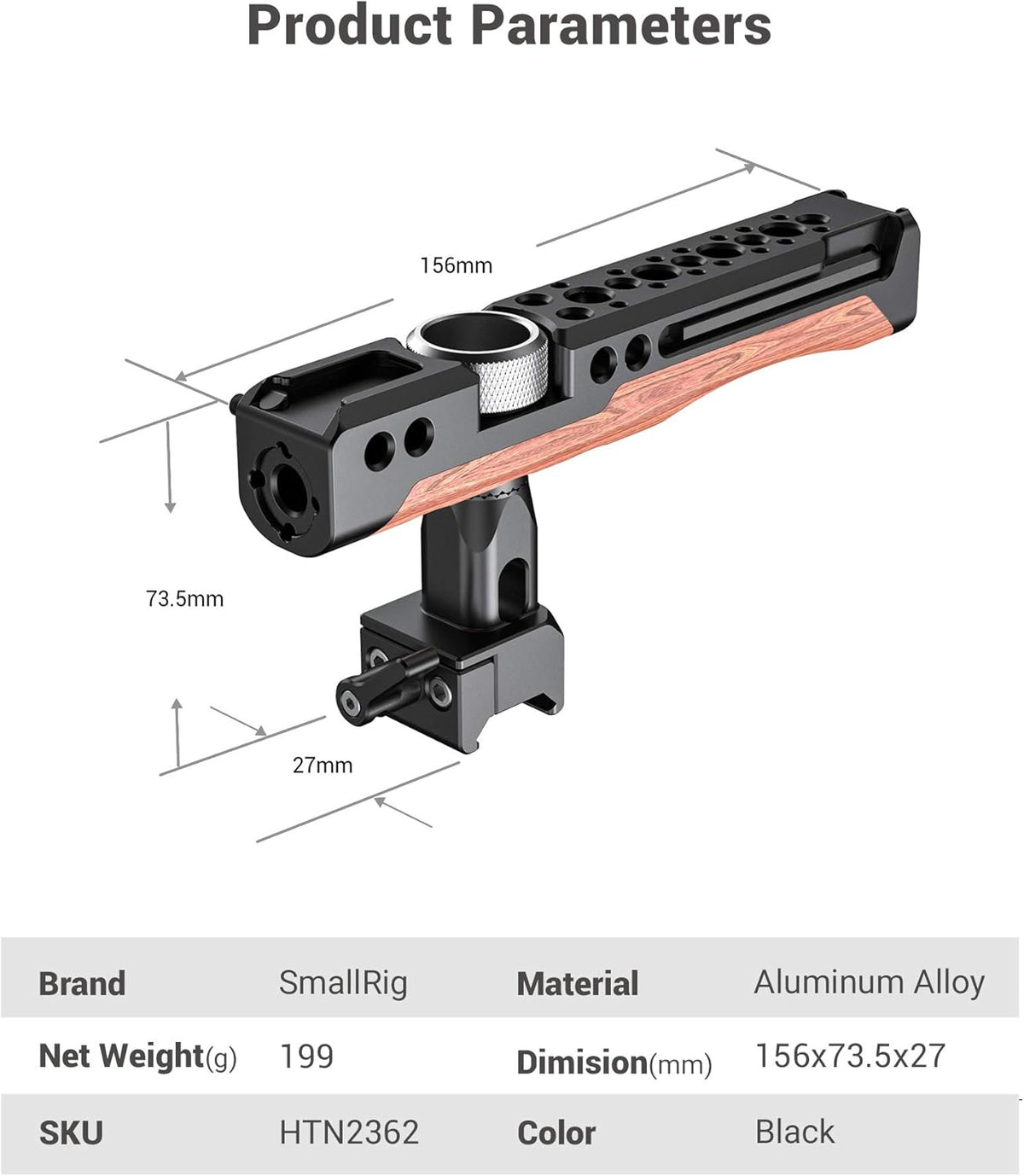 Camera NATO Top Handle Grip with Cold Shoe Mount G757