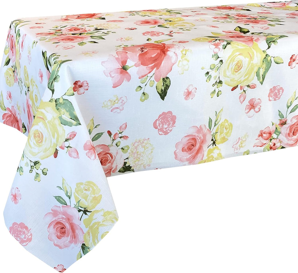 Rose Print Fabric Tablecloth, 70” Round B751