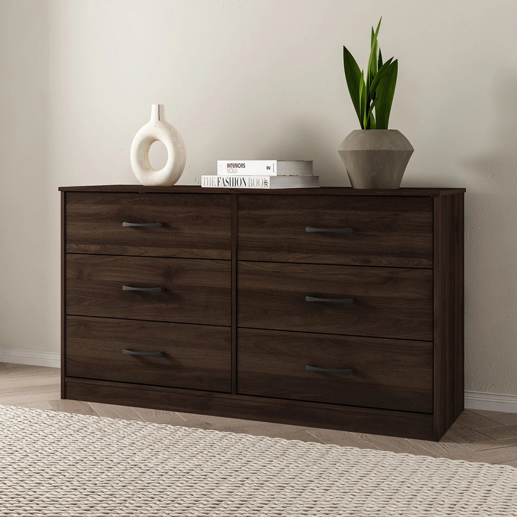 6 Drawer Dark Walnut Dresser D411064