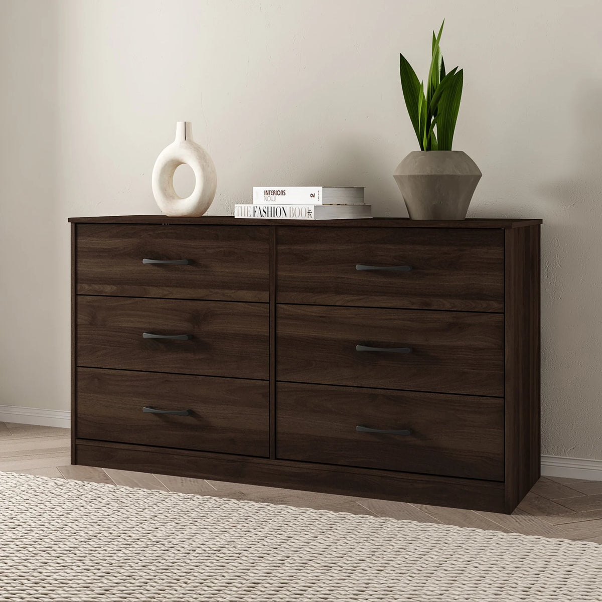 6 Drawer Dark Walnut Dresser D411064
