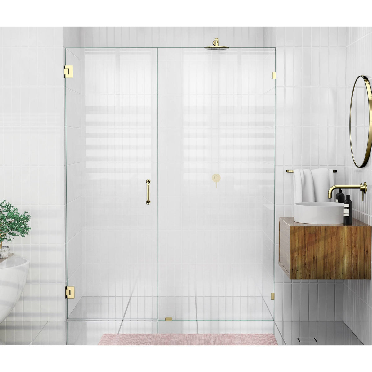 63.75x22 W x 78x22 H Hinged Frameless Shower Door C267549