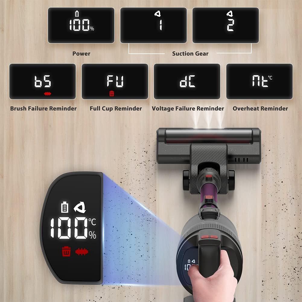 Cordless Stick Vacuum Cleaner 20KPa 4 in 1 with LED Display 40 Minutes Runtime Lightweight G4850